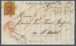 Schweiz: 1850, "10 Rp. Rayon II, Stein E, Type 4", Farbfrischer Oberrandwert Mit Allseits Vollen/bre - Covers & Documents
