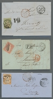 Schweiz: 1854, Strubli, 15 Rp. Rosa, 20 Rp. Orange Und 40 Rp. Grün, Jeweils Als Einzelfrankatur Auf - Covers & Documents