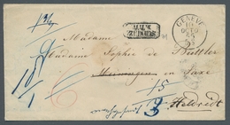 Schweiz: "SCHWEIZ N.T.T." Seltener ACHTECK-Stempel Auf Kleinem Weißen Bf. Mit K1 "GENEVE 1855" Nach - Covers & Documents