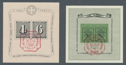 Schweiz: 1943, "100 Jahre Schweizerische Briefmarken"-Block Und "Genfer Briefmarkenausstellung"-Bloc - Used Stamps