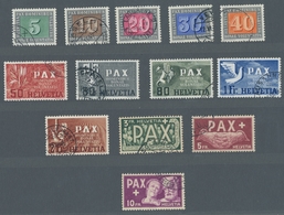 Schweiz: 1945, "PAX"-Satz 13 Werte Komplett Sauber Rundgestempelt Mit Ausgabetypischer Zähnung. Die - Used Stamps