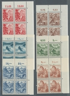 Schweiz: 1948, Freimarkenausgabe Komplett In Postfrischen Eckrandviererblocks (obere Rechte Ecke). B - Unused Stamps