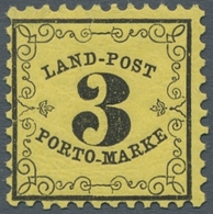 Baden - Landpostmarken: 1864, 3 Kreuzer Landpost, Dunkelrötlichgelb, Dickes Papier, Postfrisch Einwa - Other & Unclassified