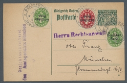 Bayern - Ganzsachen: 1920, GS-KArte 7 1/2 Pfg. Druckdatum 16 In MiF Mit Dt. Reich 2 Stück 5 Pfg. Grü - Other & Unclassified