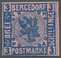 Bergedorf - Marken Und Briefe: 1861, 3 S. Dklultramarin/mattrosa, Seltener Plattenfehler: "diagonale - Bergedorf