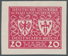 Deutsches Reich - Inflation: 1922, Deutsche Gewerbeschau 20 Mark Als Ungummierter Ungezähnter Tadell - Unused Stamps