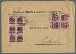 Deutsches Reich - Inflation: 1923, Vier Schöne Belege Der Aufdruckserie, Darunter 20 T. Auf 12 M., P - Covers & Documents