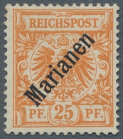 Deutsche Kolonien - Marianen: 1899, 25 Pfg. Gelblichorange Mit Diagonalem Aufdruck, Ein Sehr Frische - Mariana Islands