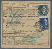 Dt. Besetzung II WK - Generalgouvernement: 28/4/1944, 1 Zl. Grün, 50 Gr. Lilaultramarin, Auf Paketka - Occupation 1938-45