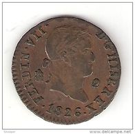 * Spain 2 Marevedis 1826   Km 487.1  Vf - Monedas Provinciales