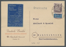 Französische Zone - Württemberg - Wohnungsbau-Abgabe: 1949, Wohnungsbau-Abgabe, 2 Pf Blau Mit Total - Other & Unclassified