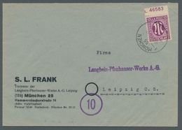 Bizone: 1945, 12 Pf Purpur Oberrandstück Mit Pl. Nr., Als Portoger. Ef Auf Brief V.München N. Leipzi - Altri & Non Classificati