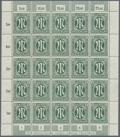 Bizone: 1945, AM-Post 1 Mark Im Komplettem Postfrischem Bogen Zu 25 Marken Mit Dem Plattenfehler "li - Altri & Non Classificati