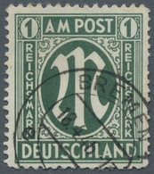 Bizone: 1946, AM-Post 1 Reichsmark Dunkelgraugrün Mit 11 X 11 1/2 Zähnung Entwertet "Bremen 1e 18.4. - Altri & Non Classificati