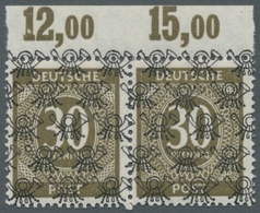 Bizone: 1948, Ziffernausgabe 30 Pf. Im Waagerechten, Postfrischen Paar Mit Oberrand Platte, Erhaltun - Altri & Non Classificati