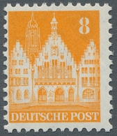 Bizone: 1948, Bauten 8 Pfennig Gelblichorange Mit Wasserzeichen 1X In Der Zähnungsvariante 11 1/4:11 - Altri & Non Classificati