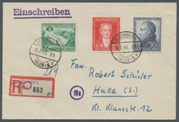 Bizone: 1949, "Goethe" Komplett Als Portorichtige MiF Auf R-Brief Vom Ersttag OLDENBURG 15.8.49 Nach - Altri & Non Classificati