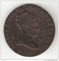 * Spain 8 Maravedis 1842 JA  Km 531.2   Fr + Look !!!! - Provinciale Munten