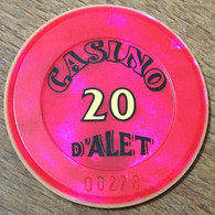 11 ALET-LES-BAINS CASINO D'ALET JETON DE 20 FRANCS N°00278 CHIP TOKENS COINS - Casino