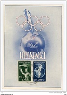 F 087  -  Sarre  -  CM  :  Yv  301-02  (o)  JO Helsinki - Maximum Cards