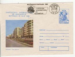Romania , Roumanie , 1988 , Botosani  International Philatelic Exhibition Socmaximafil, Spec. Cancell, Pre-paid Envelope - Marcofilie
