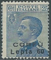 1923 CORFU EFFIGIE 60 L SU 25 CENT MNH ** - RA20 - Korfu