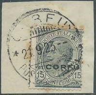 1923 CORFU USATO EFFIGIE 15 CENT - RA28-9 - Corfou