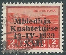 1939 ALBANIA USATO ASSEMBLEA COSTITUENTE 2 Q - RA14-4 - Albanië