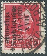 1939 ALBANIA USATO ASSEMBLEA COSTITUENTE 10 Q VARIETà SOPRASTAMPA - RA16 - Albania