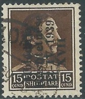 1939 ALBANIA USATO ASSEMBLEA COSTITUENTE 15 Q - RA16 - Albania