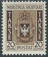 1940 ALBANIA SEGNATASSE STEMMA ALBANESE 20 Q MH * - RA26-3 - Albania