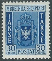 1940 ALBANIA SEGNATASSE STEMMA ALBANESE 30 Q MH * - RA26-3 - Albanië