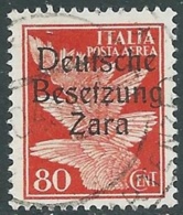 1943 OCCUPAZIONE TEDESCA ZARA POSTA AEREA USATO 80 CENT - RA14 - Deutsche Bes.: Zante