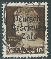 1943 OCCUPAZIONE TEDESCA ZARA USATO EFFIGIE 10 CENT - RA5 - Deutsche Bes.: Zante