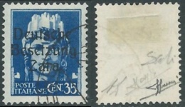 1943 OCCUPAZIONE TEDESCA ZARA USATO EFFIGIE 35 CENT CERTIFICATO - E175 - Deutsche Bes.: Zante