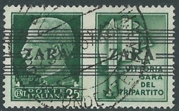 1943 OCCUPAZIONE TEDESCA ZARA USATO SOPRASTAMPATO ZARA 25 CENT - RA18-5 - Deutsche Bes.: Zante