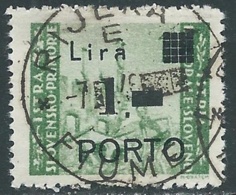 1946 OCCUP. JUGOSLAVA ISTRIA E LITORALE SLOVENO SEGNATASSE USATO 1 LIRA - RA1 - Occup. Iugoslava: Litorale Sloveno