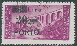 1946 OCCUP. JUGOSLAVA ISTRIA E LITORALE SLOVENO SEGNATASSE USATO 20 LIRE - RA1-2 - Yugoslavian Occ.: Slovenian Shore