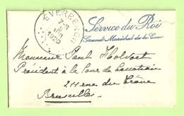 Carte-Visite En Franchise Service Du Roi GD Maréchal De La Cour C.Everbergh 5/8/1920  (K5214) - Franchise