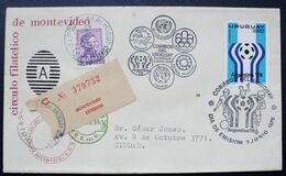1976 URUGUAY Circulated Cover Recommended Special Postmark World FOOTBALL Championship Argentina Soccer- Cup FIFA - Uruguay