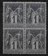 France N° 83** Bloc De 4 Cote 100€ - 1876-1898 Sage (Type II)