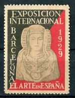 VIGNETTE De 1929 De L'Exposition Internationale De BARCELONE "L'ART EN ESPAGNE" - Barcelona