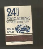 Boite D'allumettes , Pochette, Sport Automobile , FRANCORCHAMPS , Belgique , Trophée Diners Club ,RACB ,KACB , 2 Scans - Matchboxes