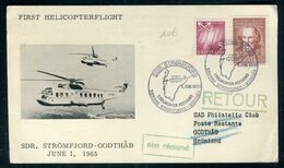 Groenland - Carte Par 1er Vol Par Hélicoptère En 1965 Strömfjord / Godthab - Prix Fixe !!!! - Réf A 43 - Storia Postale