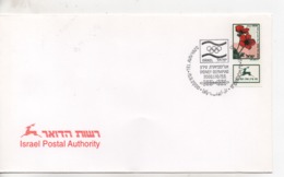 Cpa.Timbres.Israël.2000.jerusalem. Sydney Olympiad .Israel Postal Authority  Timbre Fleurs - Oblitérés (avec Tabs)