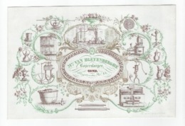 Carte Porcelaine, Koperslaeger  Slijpstraete  Gent  Gend Lithogr. E. Gyselynck  Gent  Ca 1850 Afm.: 20x 13, cm VG - Porcelaine