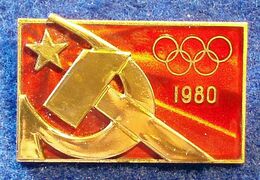 EXTRA RARE , OLYMPIADE MOSCOW 1980 , SOVIET TEAM MEMBER BADGE , HARD ENAMELED - Bekleidung, Souvenirs Und Sonstige