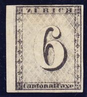 1862 Amtlicher Neudruck Vom Originalstein. Zürich 6 Ohne Gummi, Bogenrandstück. Type 1  41. Marke. Fotoattest Moser Nr. - 1843-1852 Federal & Cantonal Stamps