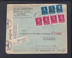 Rumänien Romania Luftpost R-Brief 1941 Bucuresti Nach Frankfurt Zensur - World War 2 Letters