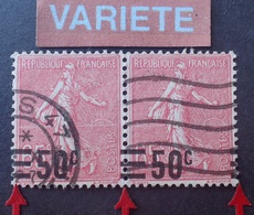 DF50500/917 - 1926/1927 - TYPE SEMEUSE FOND LIGNE - N°224 ☉ - VARIETE ➤➤➤ SURCHARGES A CHEVAL - Used Stamps